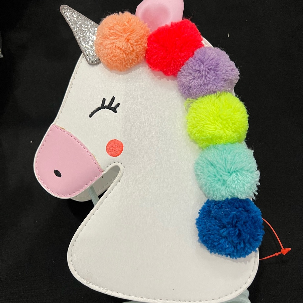 Cat & Jack Unicorn Crossbody Bag - White with Rainbow Accents